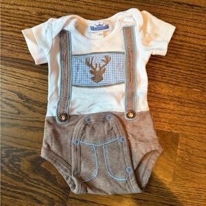NWOT Brown and White Baby Onesie with German Design